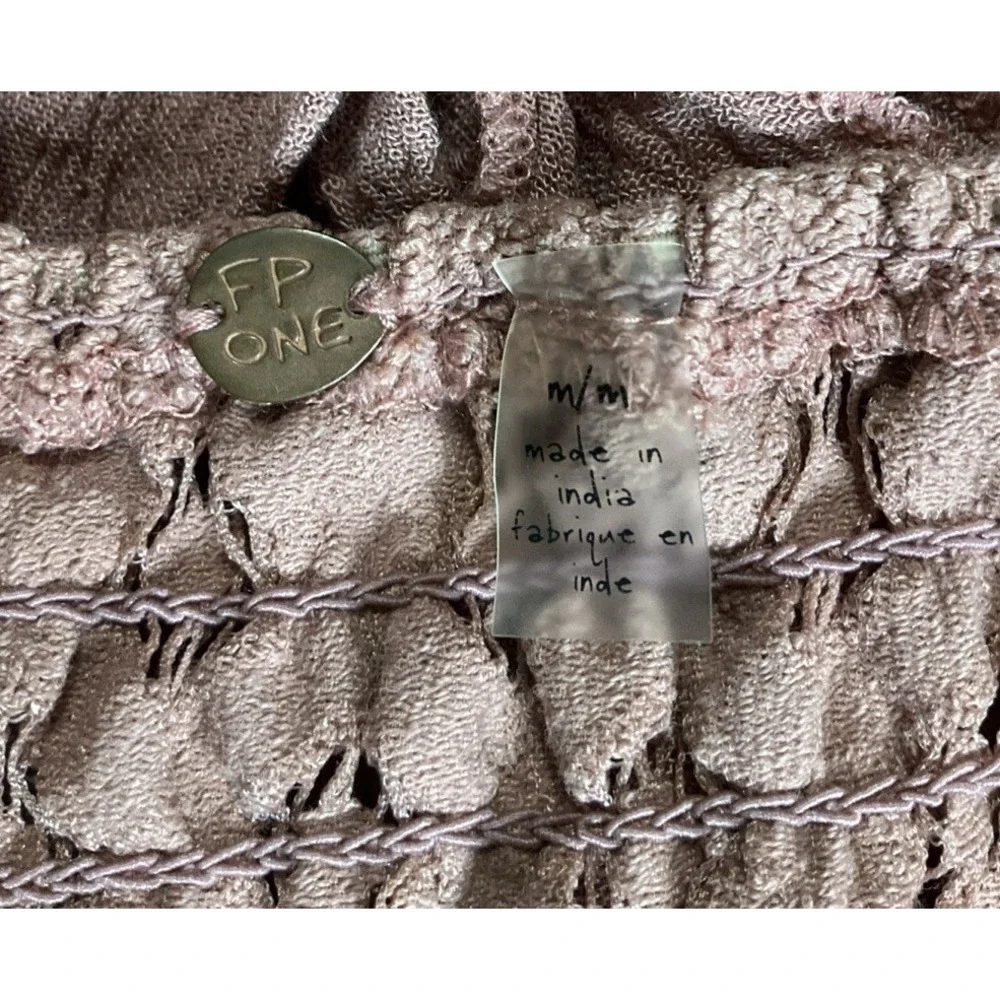 Free People One Size M Adela Dusty Rose/ Mauve Slip Dress Crocheted Lace V Neck